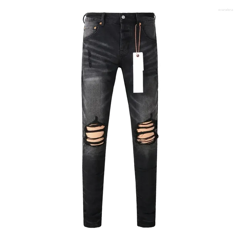 Kvinnors byxor lila roca märke jeans mode högkvalitativ gata svart hål reparera låg ris tätt storlek 28-40