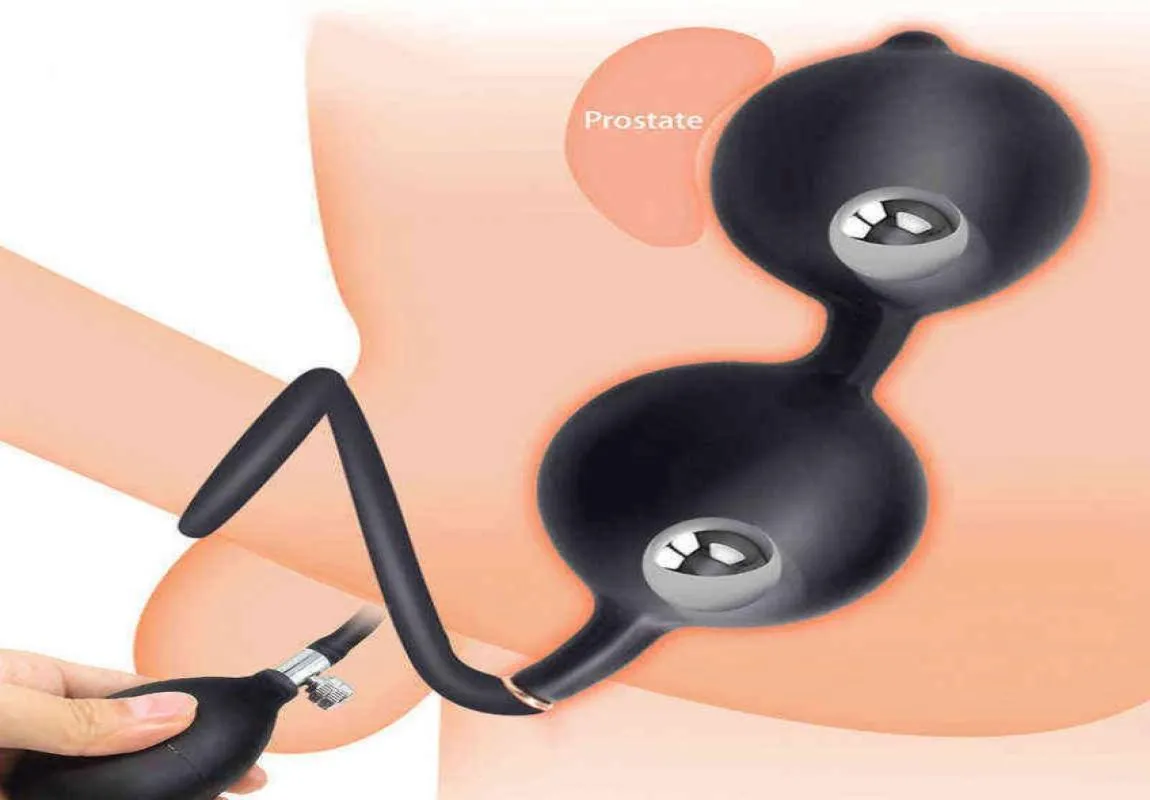 Puntetti anali di sesso perline gonfiabili con anelli in metallo a sfera in metallo tappo di massager per la prostata di massager per donne uomini 12152705545