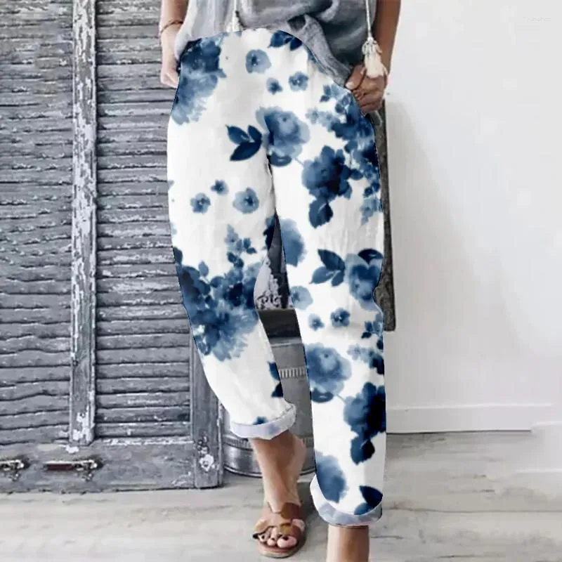 Frauenhose Frühling Blumen Sommer Streetwear Frauen Y2K Stylische übergroße Hosen Kleidung hohe Taille Pocketalon