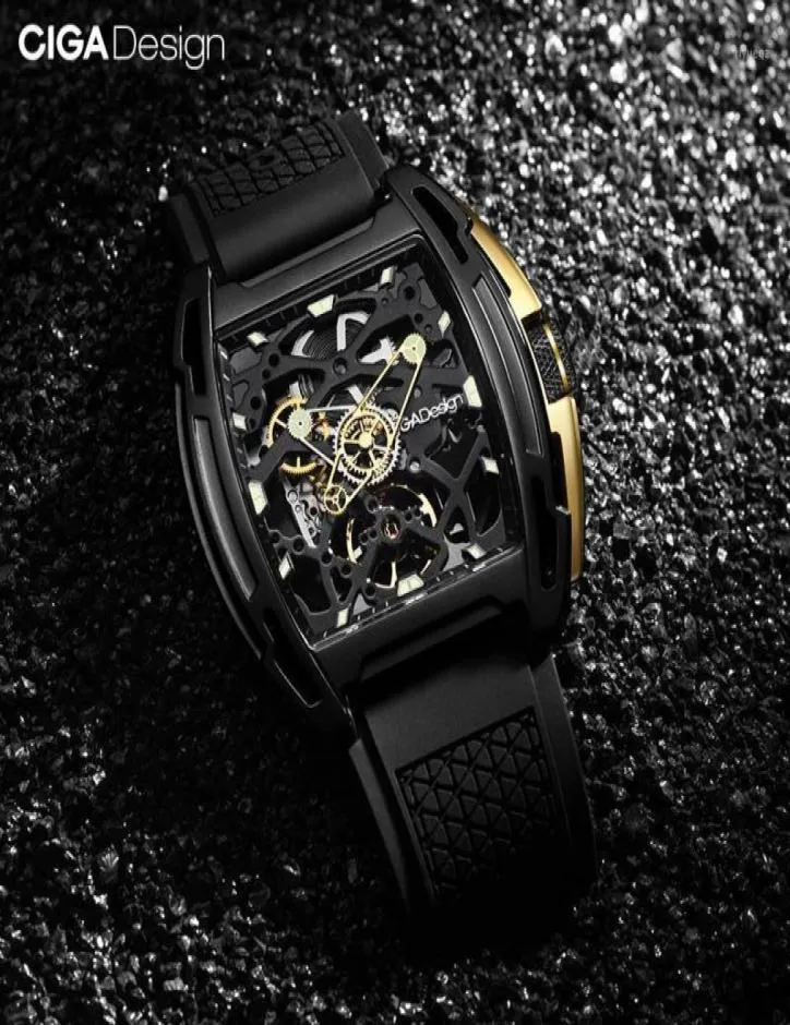Wristwatches CIGA Design Watch Z Series Skeleton Mechanical Wristwatch Sapphhire Crystal Glass Stainless Steel Case Silicone Strap1768511