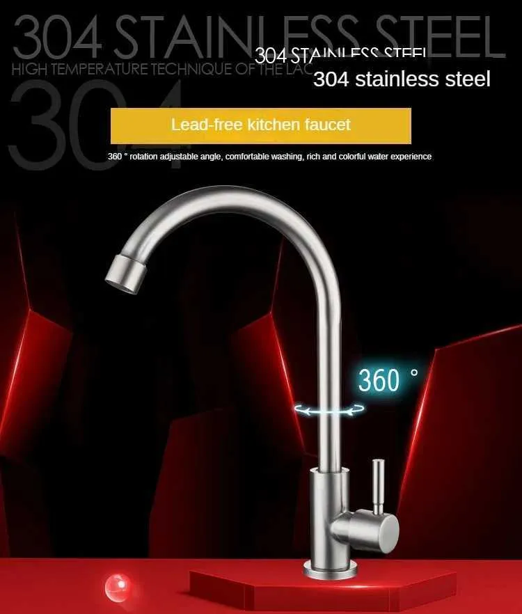 Bathroom Sink Faucets Kitchen Basin Sink Faucet SUS304 Stainless Steel Single Cold Water Taps Vegetable Washing Torneira Cozinha Griferia Para Cocina