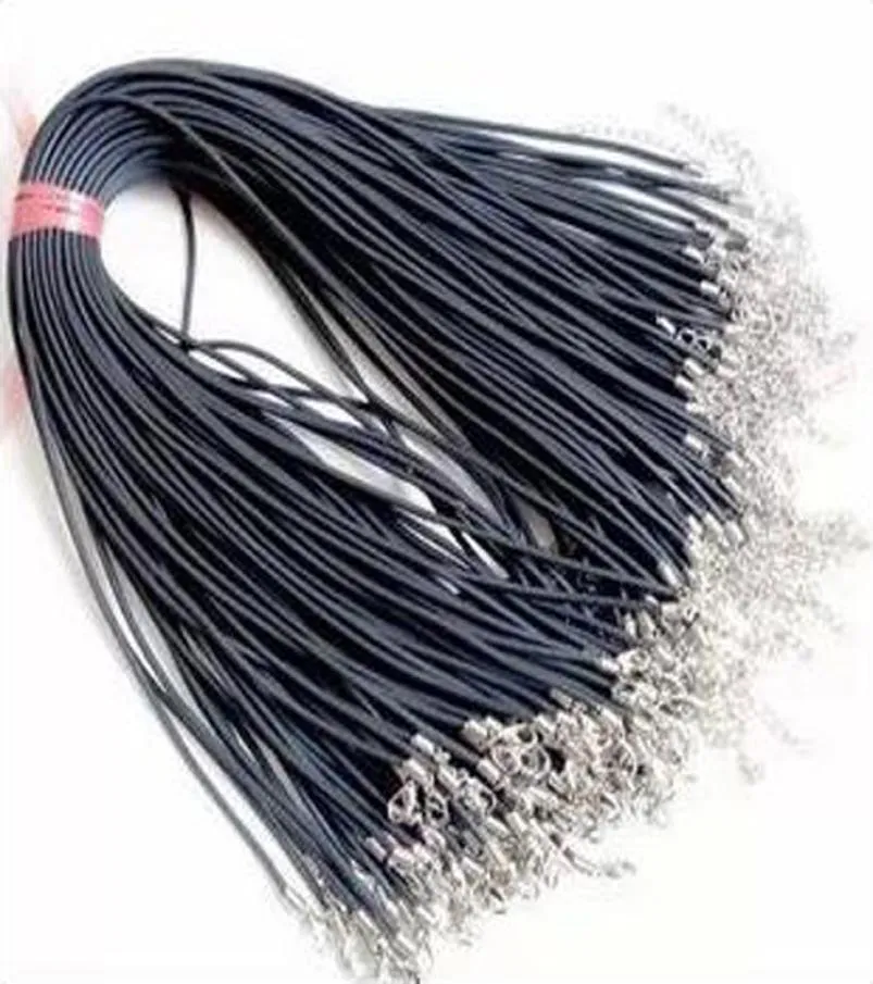 Collier en cuir de cire noire 45 cm 60cm de corde de corde chaîne de câble de corde chaîne avec fermoir à homard bricolage bijoux de mode4035673