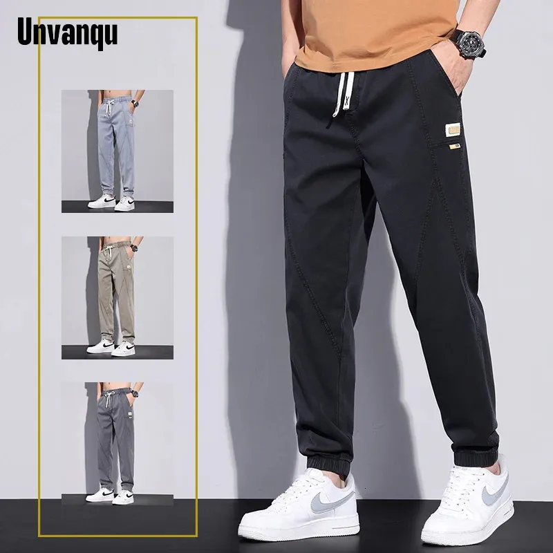 UnVanqu Harajuku Street Fashion Youth Silk Soft Dunne Casual Pants Men Spring Summer Sports Jogging Hip Hop Trousers 240428