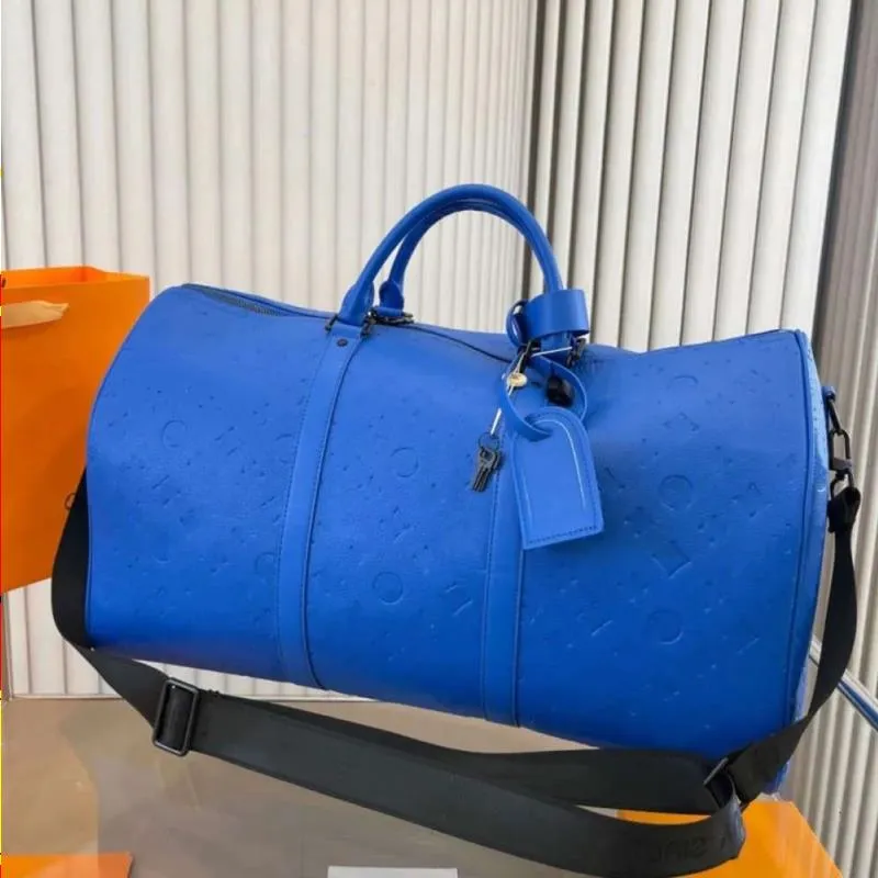 Blauwe draagtas bloemen ontwerpers tassen sport gym reis messenger ontwerper lederen schouderbagage tas mflru