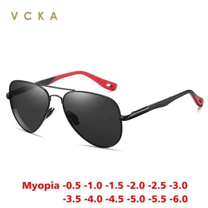 Sonnenbrille Vcka Pilot klassische Myopia Sonnenbrille Männer Frauen polarisierte Modebrille TR90 Fahren Custom Recription Brille -0,50 bis -6.0 D240429 Fahren