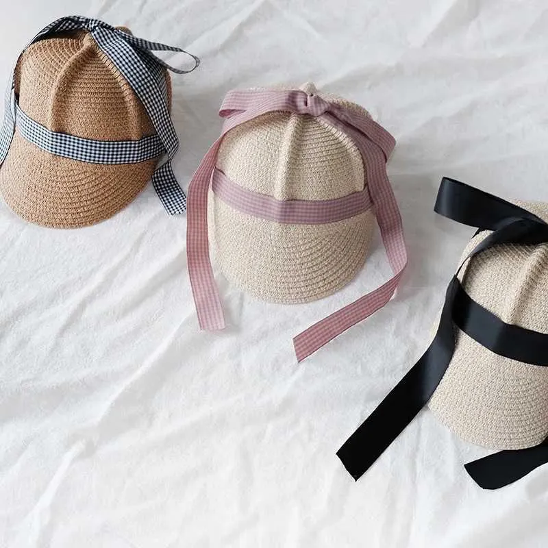 Cappelli Cappelli nuovi bambini estivi Cappello di paglia che allacciano bambini Baseball berretto da baseball reticolo per esterni baby boy boy beach sun hat