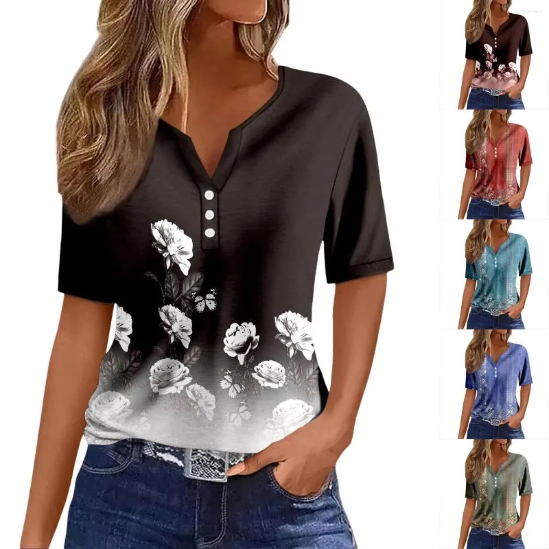 Dames PoloS Dames V Hals Tops Knoppen Sexy Shirts Shirts korte mouw Kleedige blouses geometrische print Sweatshirts Wol Vest