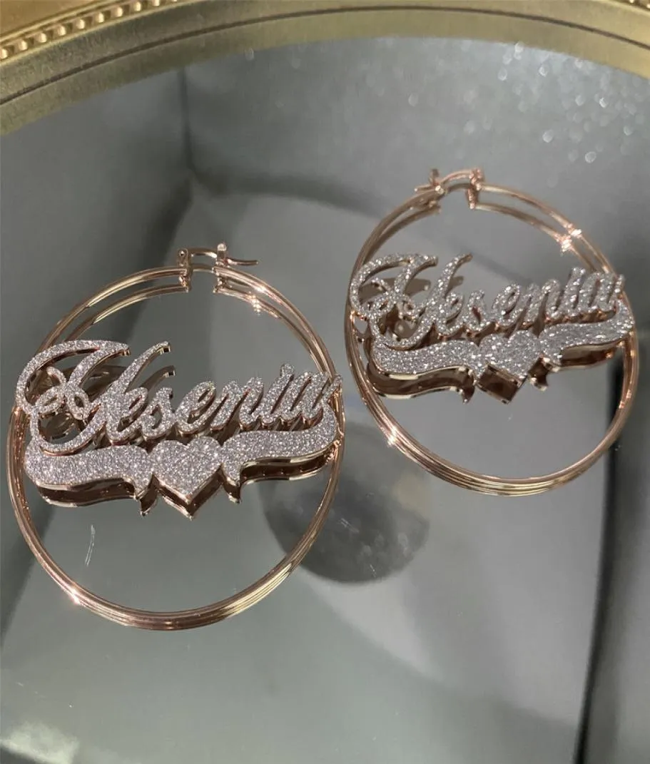 Benutzerdefinierter Name Hoop Ohrringe Personalisierte Edelstahl Bling Buntes Big Hoops Ohrring für Frauen Schmuck Geschenk 2207186558163