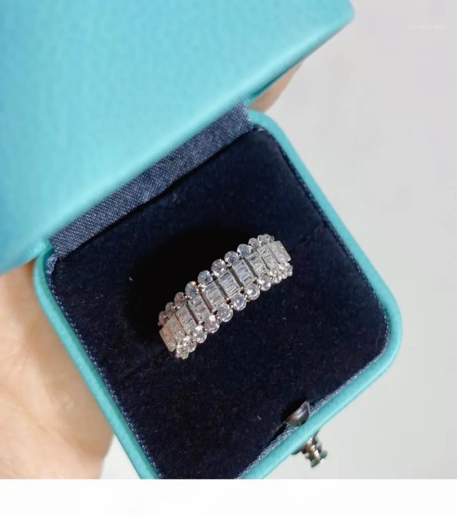 Anneaux Trois rangées de boucles de diamant complètes bijoux S925 argent sterling pour les femmes039 bijoux élevé de Noël Gift17416158