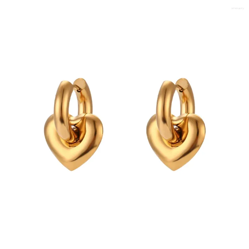 Boucles d'oreilles cerceaux INS 18K Gold Silver PVD Plaqué en acier inoxydable coeur Amour Boucle d'oreille pour les femmes Gift bijoux hypoallergénique imperméable