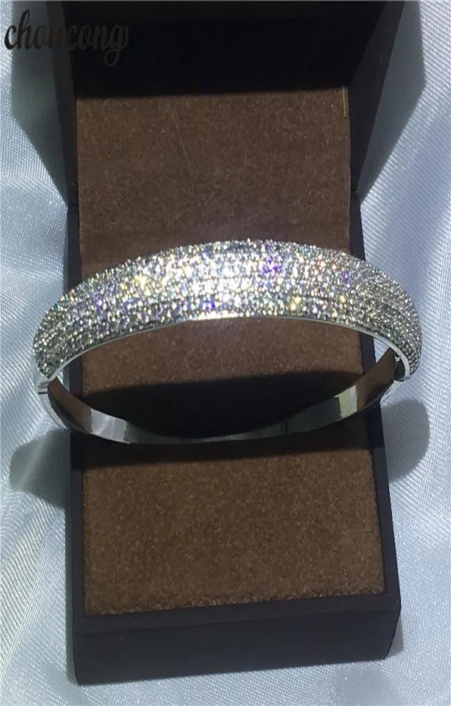 Choucong biżuteria Ustawienie Zakładanie sześciennej cyrkonu Srebrna bransoletka Bolennia dla kobiet Białe złoto wypełnione Bridal Bijoux9680180