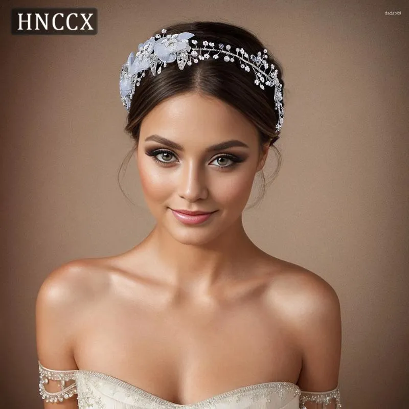 Headpieces hnccx glänsande strass brud pannband vit färg blomma bröllop huvudstycke elegant brudtärna hårtillbehör tiaras cp274