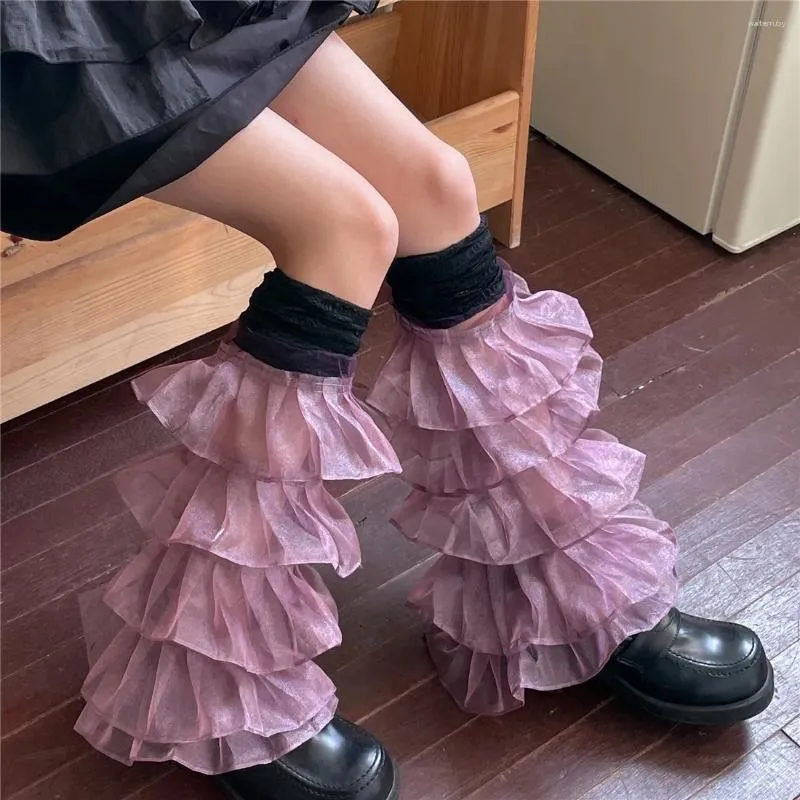 Mulheres meias japonesas Sexy Mesh Mesh Ruffle Kawaii Taxa Alta Estética Chique Chiques Manguros Cover Arretamento de Streetwear