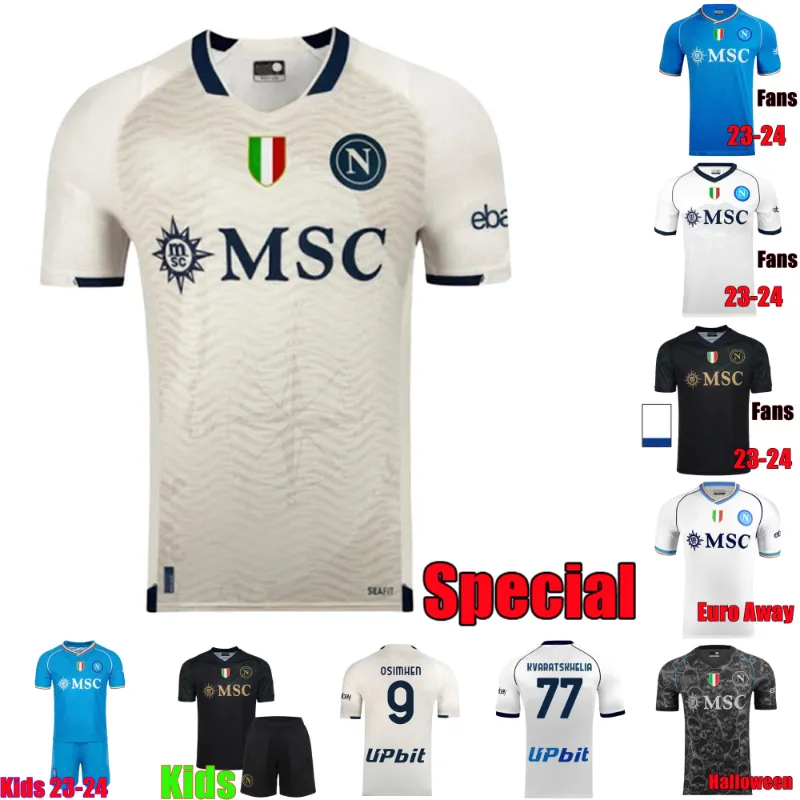 Beperkte SSC Napoli 23 24 Soccer Jerseys Maglia Napels 2023 2024 Di Lorenzo Kvaratskhelia Osimhen Napoli Men Kids Kit Maillots Overal voetbalhemd overal