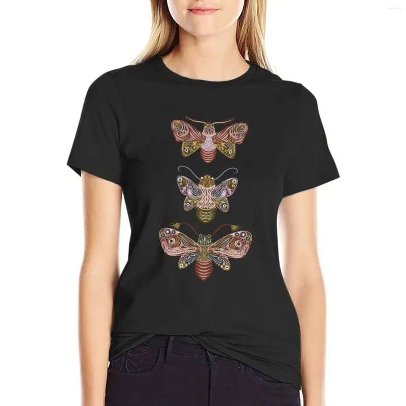 Polos pour femmes trois papillons en automne T-shirt