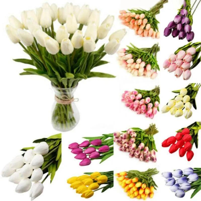 Dekoratif Çiçekler 1 PC Yapay Bahçe Lalesi Gerçek Touch Lale Buket Dekor Mariage Ev Düğün Süslemeleri Sahte Çiçek