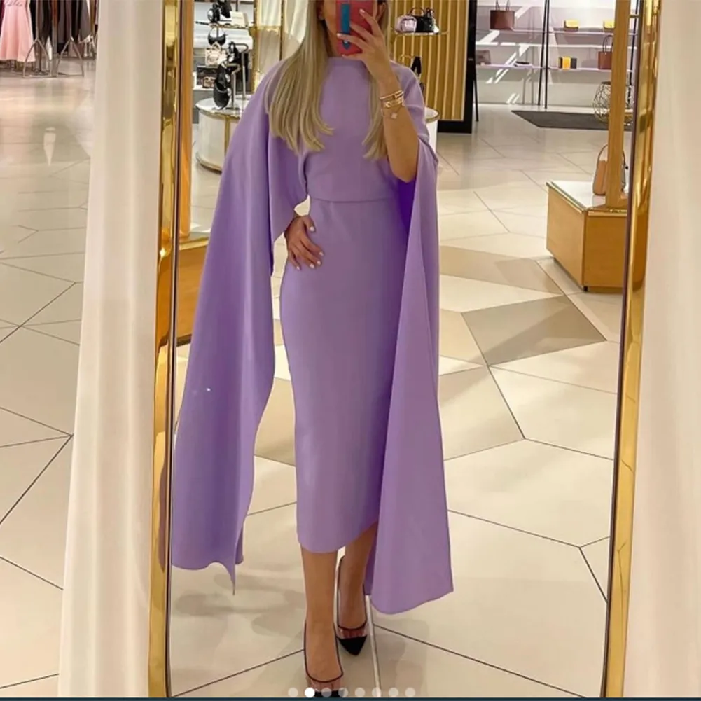 DHgate.com:Crepe Round Neck Sheath Evening Dress | Elegant Long Prom ...