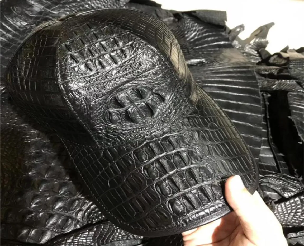 Authentieke alligator Skin Men039S Hip Hop Headwar Baseball Cap Echte exotisch krokodil leer mannelijk verstelbare snapback hat8779836051662