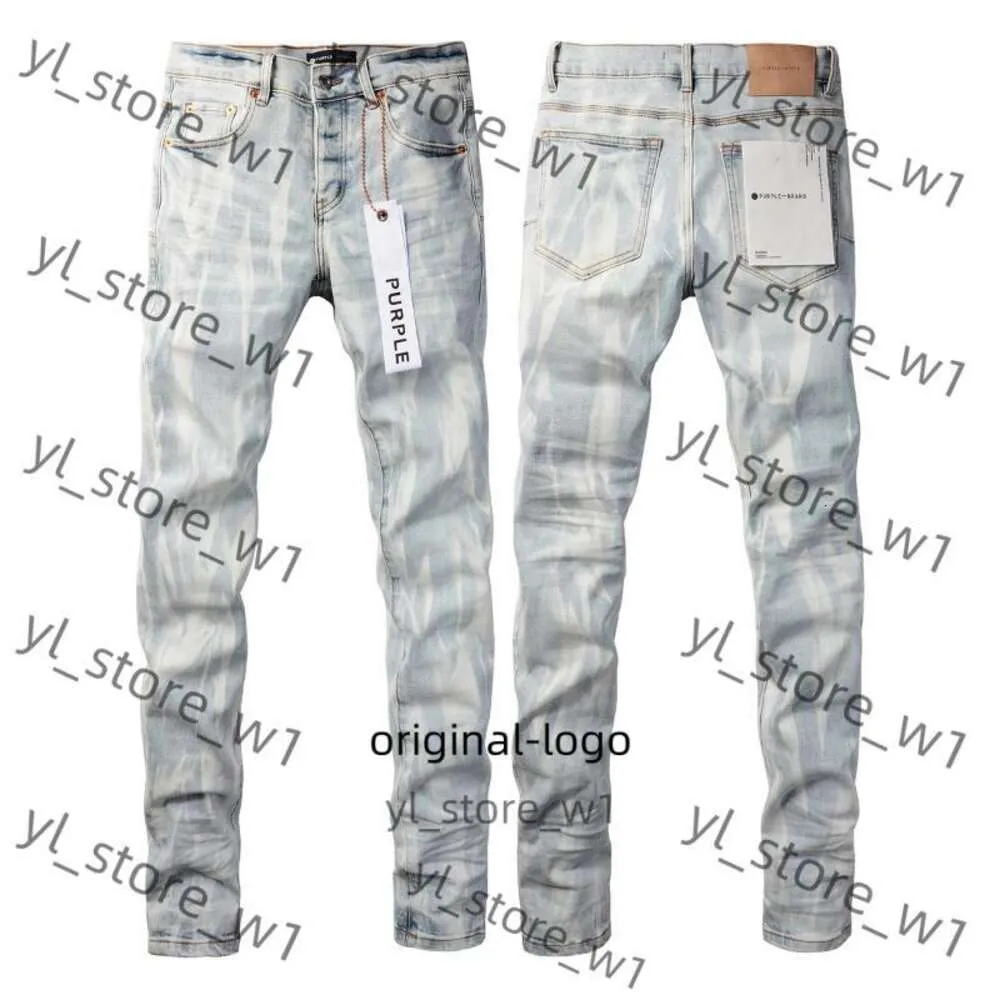 Lila jeans män jeans designer lila märke mens manliga ljusblå lila märke jeans high street denim målar graffiti mönster skadade rippade mager byxor 6450