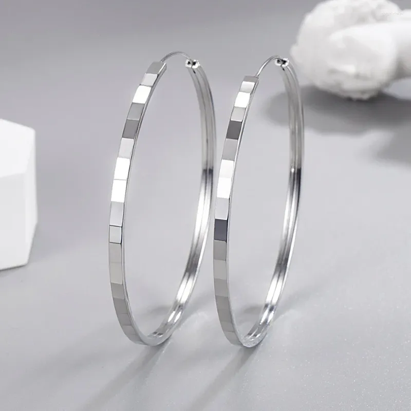 Hoop oorbellen 925 Sterling Silver 3/4/5/6cm Diamantgeometrie voor vrouwen Luxe kwaliteit sieradengeld aanbiedingen