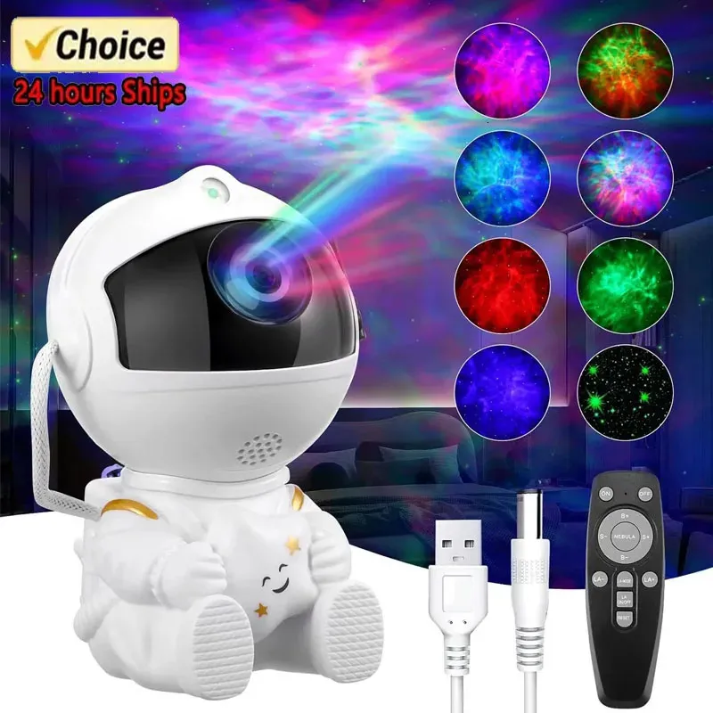 Projector Star Galaxy Night Light Astronaut Space Starry Nebula teto Led Led Lamp for Bedroom Home Decorativo Crianças Presente 240419