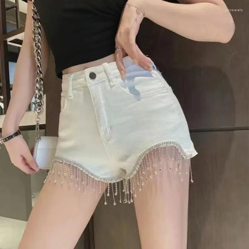 Damesjeans Korte broek voor de vrouw om Skinny Fringe Tight Mini Sexy Cotton Booty vrouwelijke shorts Zwart met Strass Design Pant
