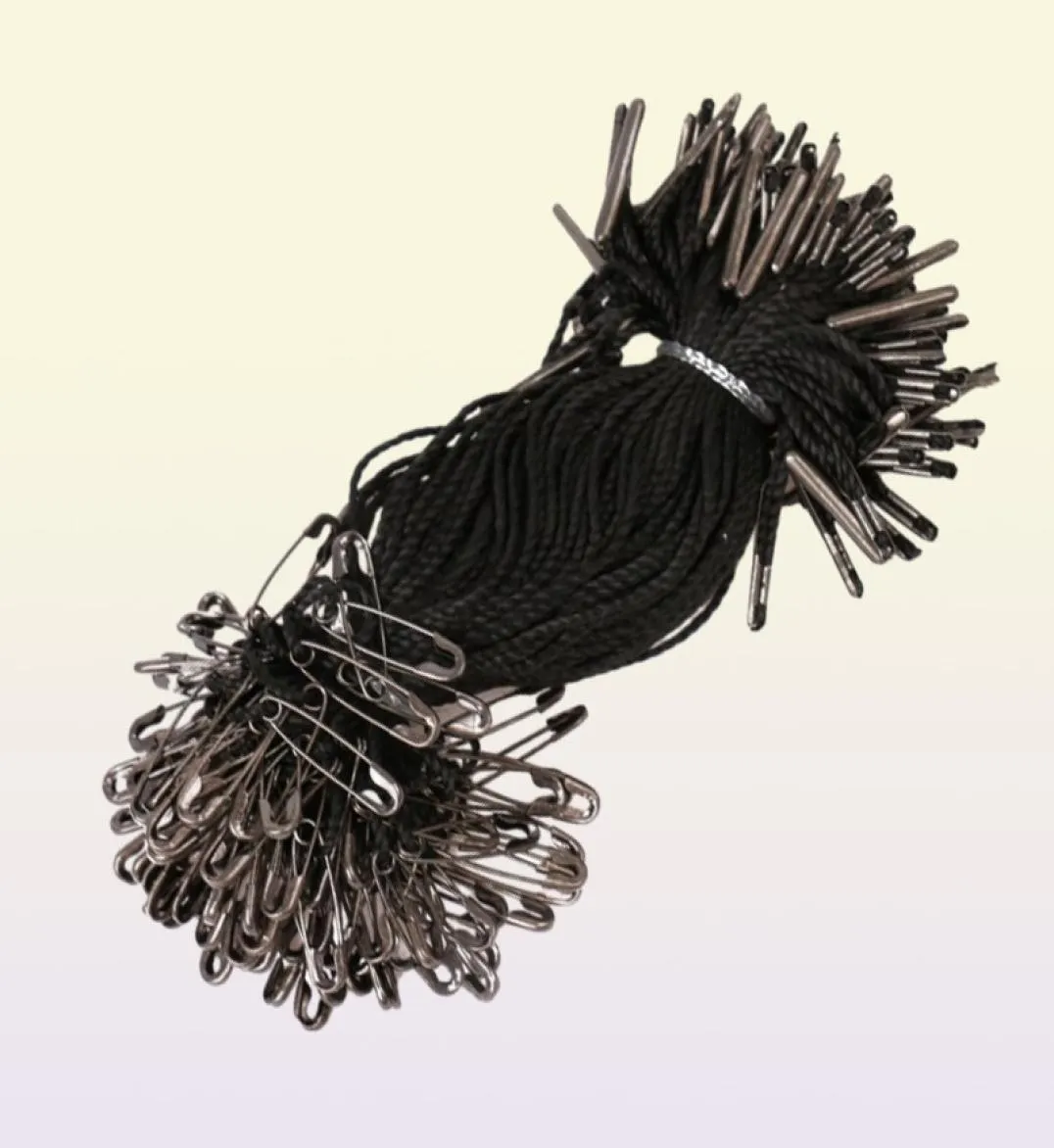 1000 pcs 105cm Black Hang Tag String avec une broche de sécurité en laiton gunmetal bon pour le vêtement3047080