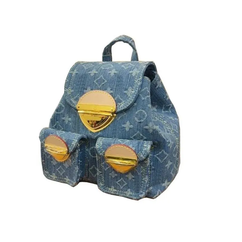 Denim Back Pack Designer bags Genuine leather Backpack Women School Backpacks Classic Ladies Messenger Bags Hagko