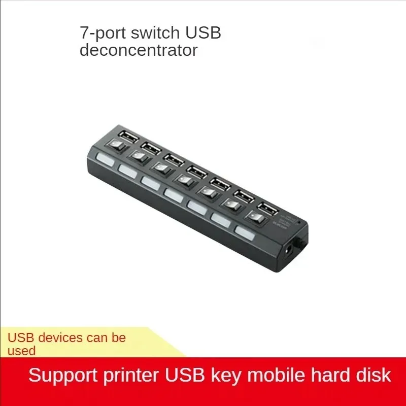 Hoge kwaliteit 7 USB2.0 Uitschakels Kleine splitter -schakelaar en batterijbox met USB -poort voor LED Light Up Kit Building Model