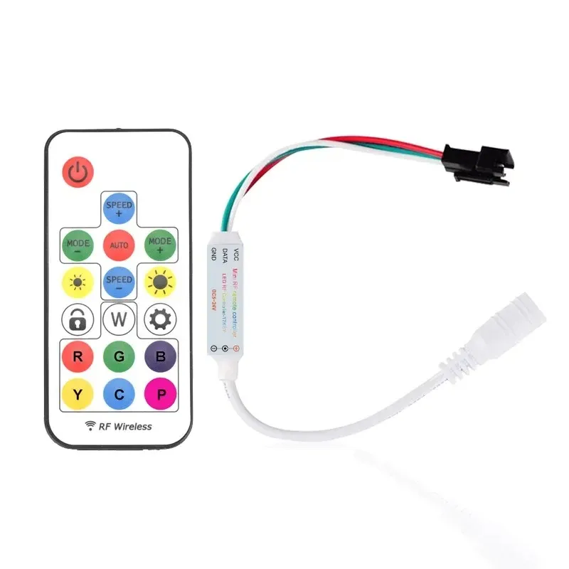 RF Wireless Remote DC5V 12V 2048Pixels 300 tipi di modifiche Digital LED Strip Strip Controller 17Key WS2812B Strip LED WS2811