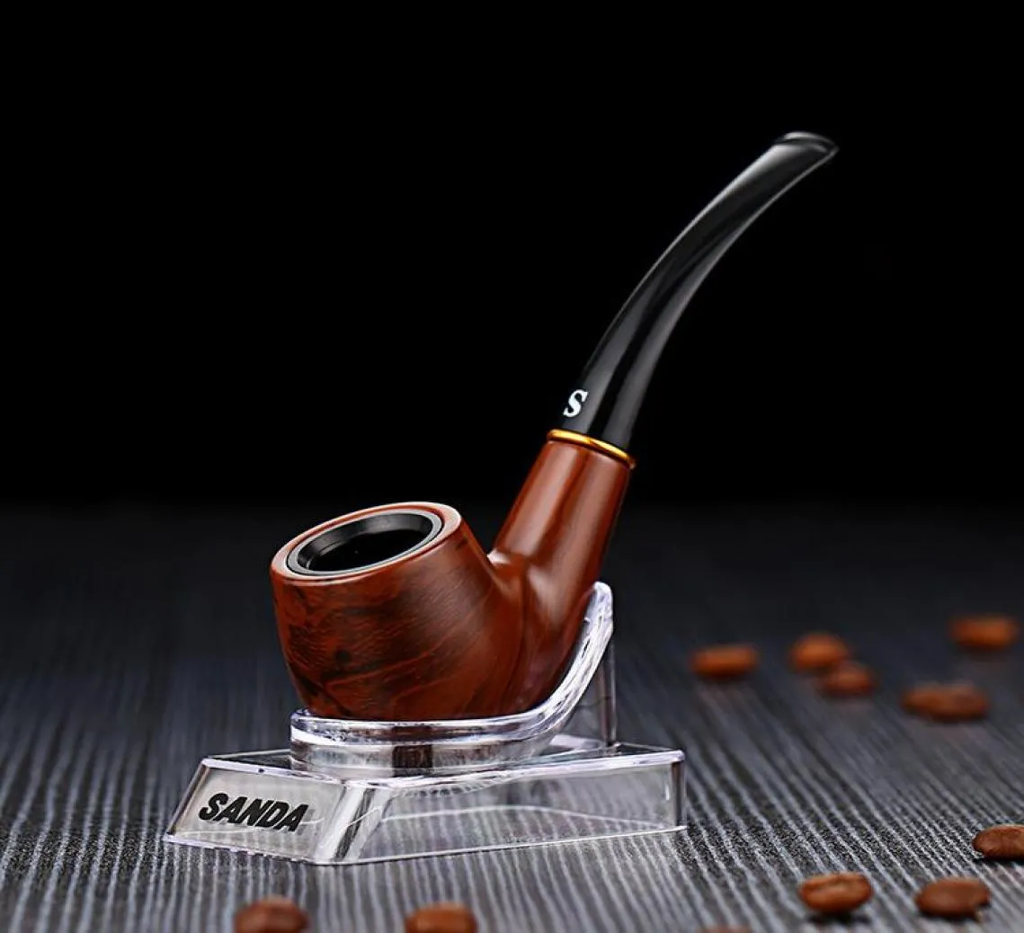 Raucherrohre Manuell gebogene Griff Pipe Classic 9mm Filter Holz Festes Zubehör Unterstützung WOLLE3853069