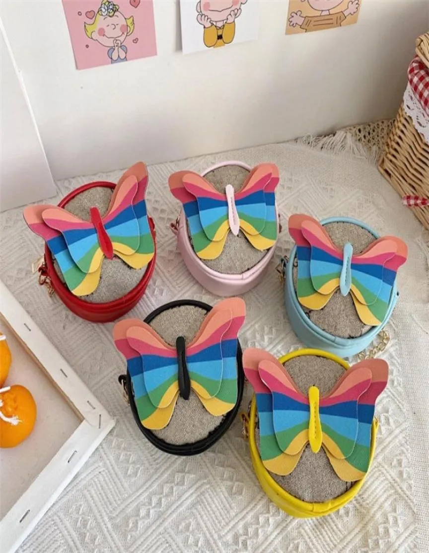 Bolsas de designer de meninas para meninas bolsa crianças coloridas letra de borboleta impressa uma bolsa de ombro de moda infantil bolsa de mensagens casuais 37777780