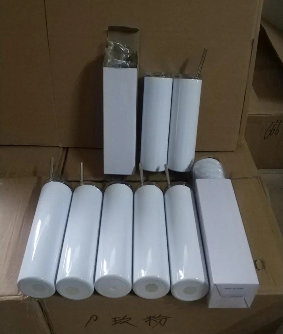 20oz Straight Skinny Sublimation Tumblers Taperd Cylinder Tea Beer Mugs Conic Slim Double Wall Vacuum Water Bottles With Steel Str8946331