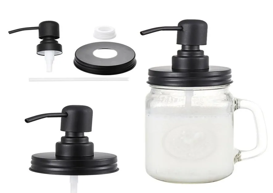 1 pezzi Black Mason Jar Soap Sinser Lids Rust Rustless Liquid Liquid Piccola Pompa per lozione per lozione per cucina e bagno JA3468277