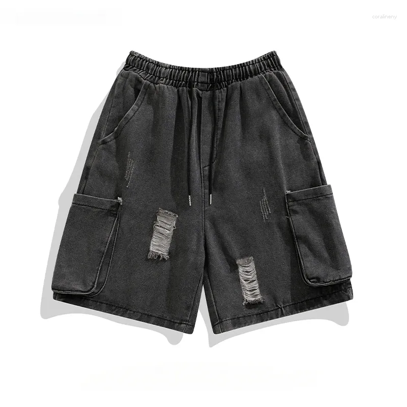 Herren -Shorts Sommer Casual Ripped Workwear Denim Trendy Brand Street Jugend Hip Hop Lose Draw String Short Jeans