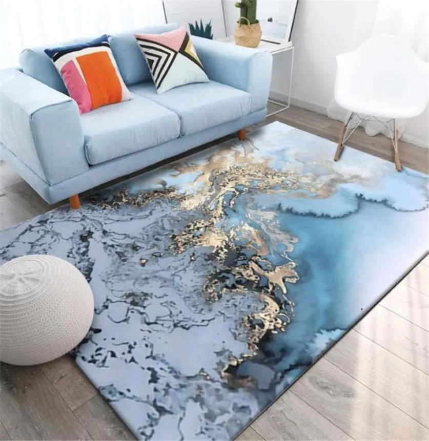 Abstract Blue Gold Sea Water Coffee Table Carpet For Living Room Antislip Kitchen Rug Home Bedroom Bedside Mat Doormat Nordic205278945429