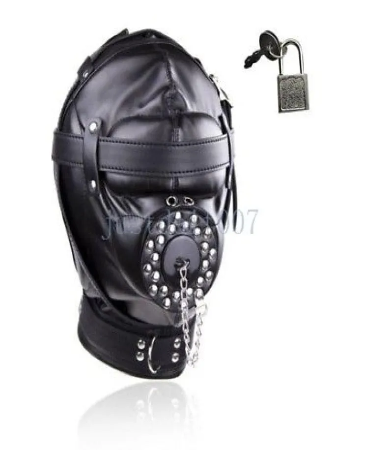 Bondage Soft Full Head Baints Maske Gimp Hood Mündung Munddecker Kopfbedeckungsbin E948825717