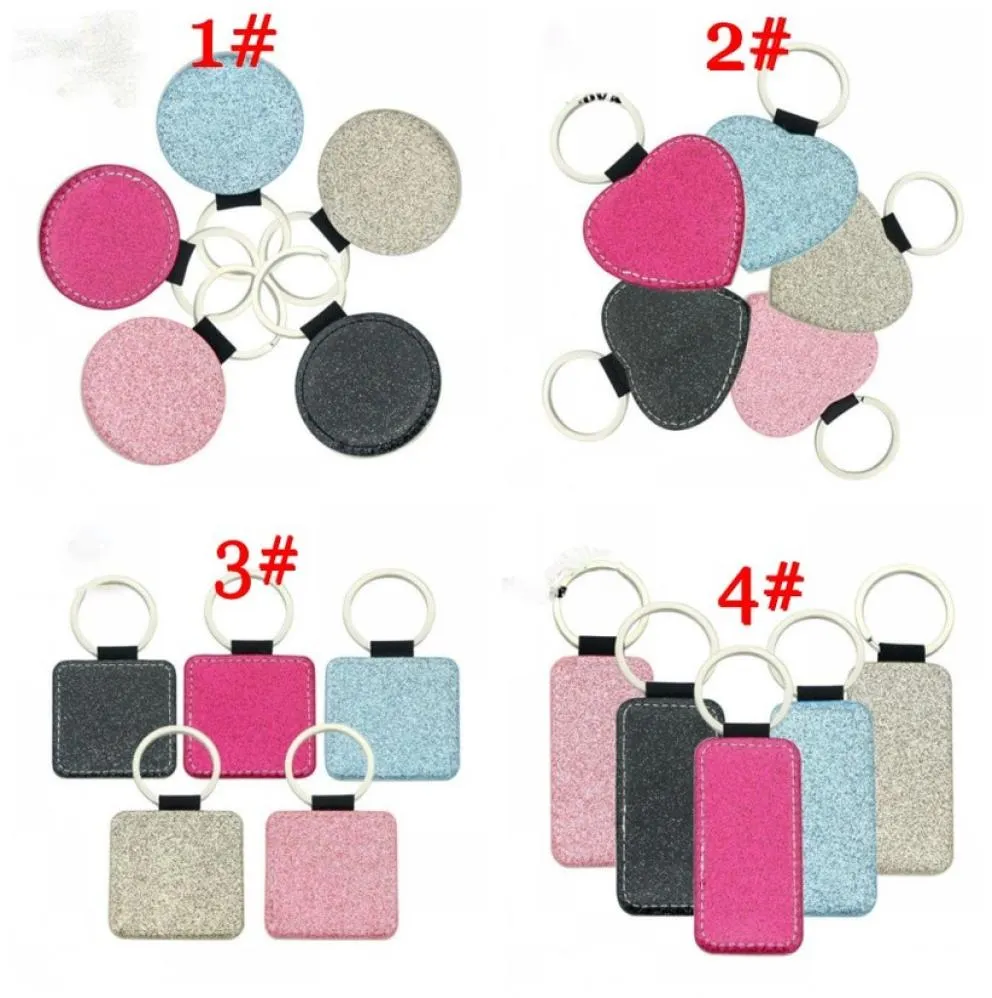 DHL Bag Part Sublimation Blank Colorful PU Accessories Key Chain Pu Leather Keychain Transfer SingleSided Printed GG02239745061