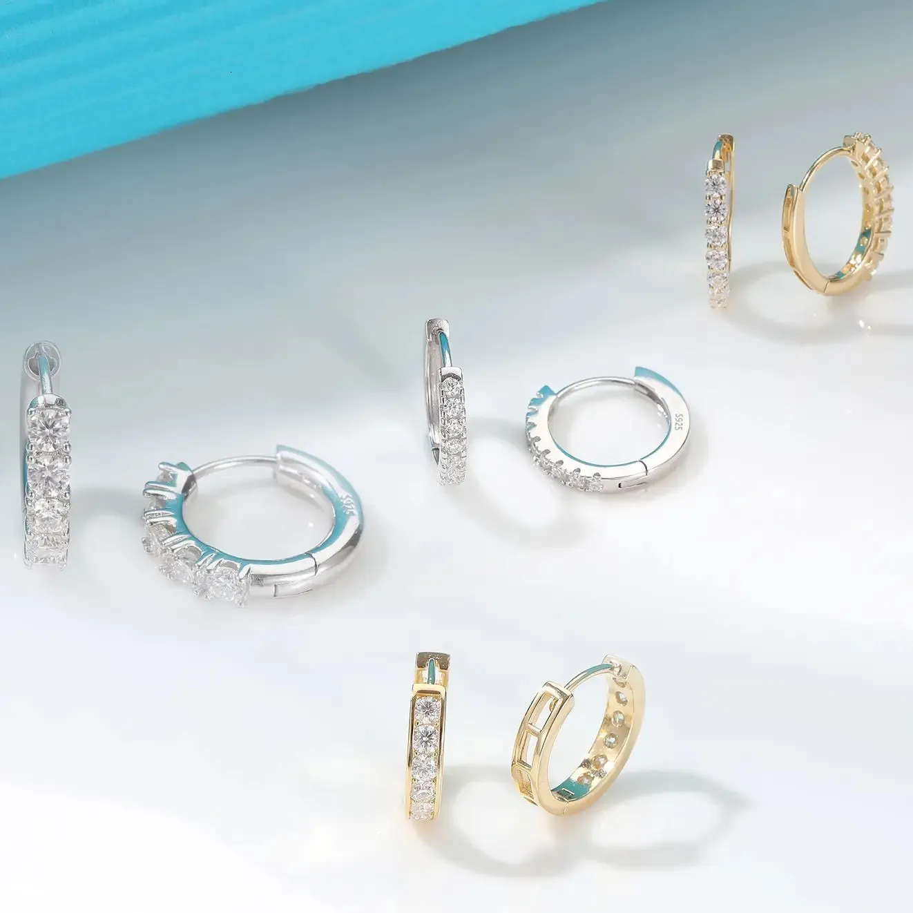 Diamond Hoop Earrings 925 Sterling Silver for Women White Gold Plated/18k Plated Fashion Simple Ear Fine Jewelry 240428