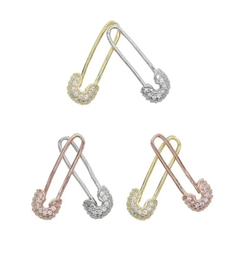 Stud 2021 Fashion 925 Sterling Silver Delicate CZ Elegant Women Jewelry Unique Designer PaperClip Safety Pin Earring8618523