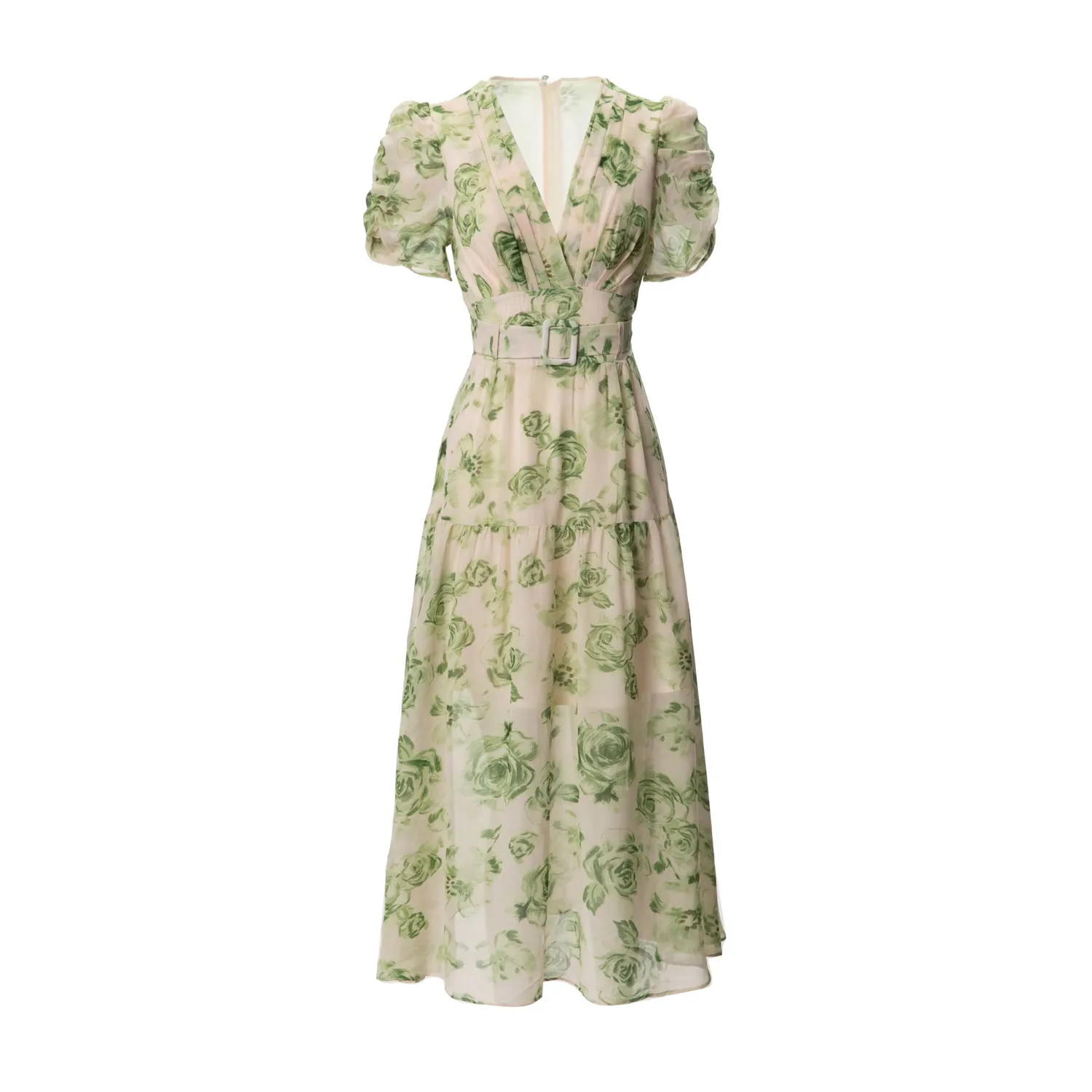 Robe à imprimé floral vert d'été