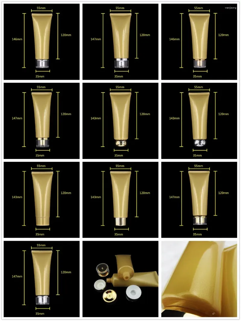 Opslagflessen 80 g goud cosmetische crème buis plastic zacht voor oogcrème/gel/mildwas/essentie vloeistof/handcrème/monstercontainer