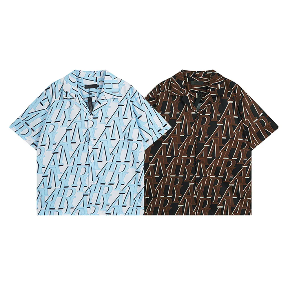 Fashion Hawaii Floral Letter Print Пляжные рубашки мужская дизайнерская шелковая рубашка для рубашки для боулинг