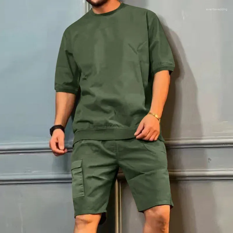 Herr shorts sommar avslappnad sportkläder arbetskläder gränsöverskridande fempunkt byxor multi-pocket mode korta ärmar