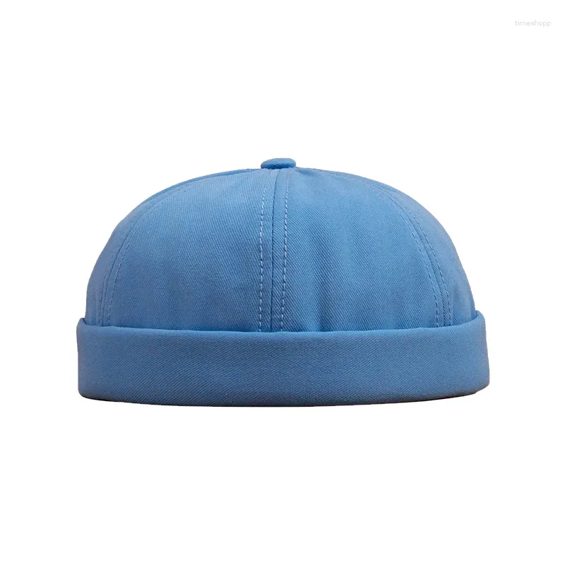 Berets Men Femmes Skullcap Sailor Color Couleur solide Couchette Rouled Bodeur Hat à bord Ajustement en cuir