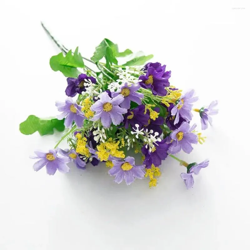 Flores decorativas de decoração artificial de decoração de paisagismo falso bouquets vibrantes vibrantes para decoração 6 feixes