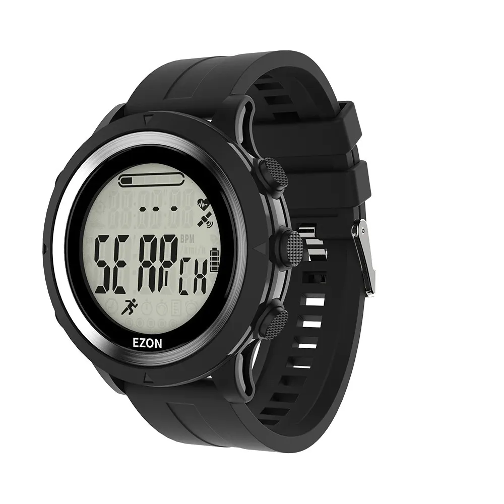 EZON T909C GPS Mens Digital Sport Watch with Optical Heart Monitor Getomètre Calorie Counter Chronograph 50m Imperproof 240428