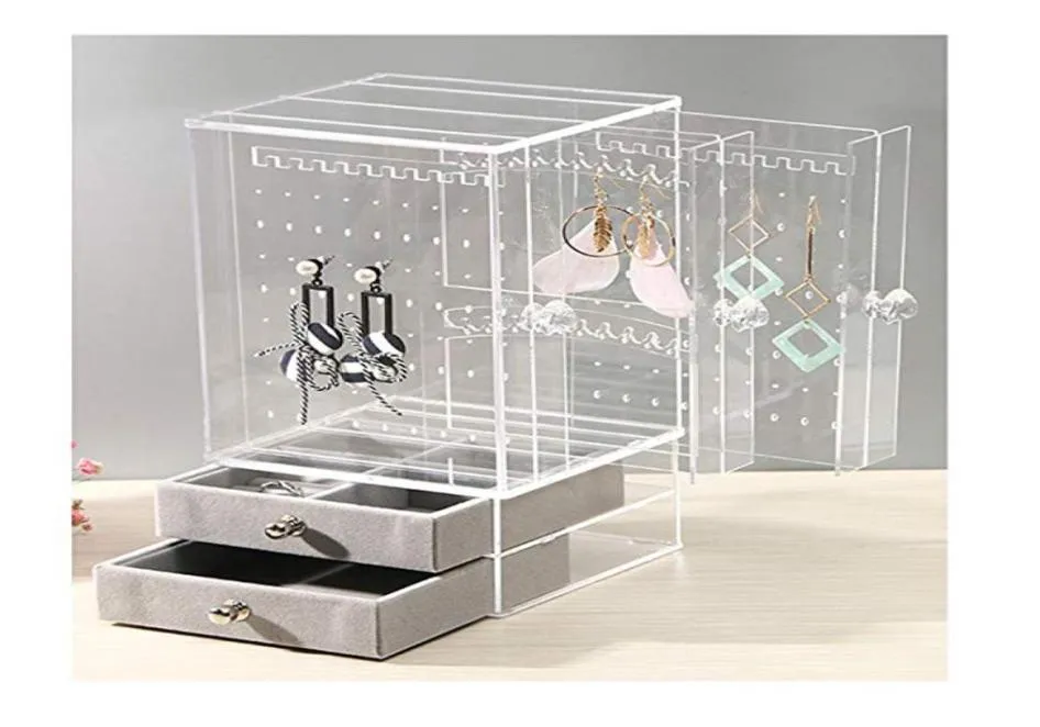 Boîte de rangement de l'organisateur de bijoux en acrylique Clear Stand pour les filles Gift Femmes Box Box Box Rack avec bracelet tiroir 1012840