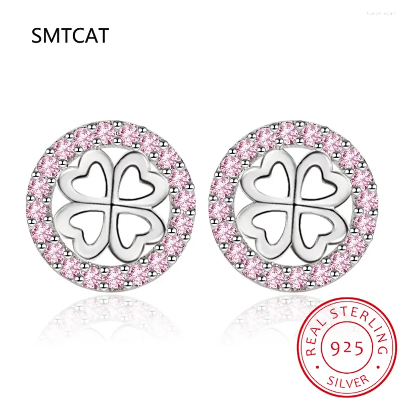 Stollenohrringe für immer klare Moissanit 925 Sterling Silver Circle Round Clover Blendling Ideal Cut Labor Erzeugt Diamond Bijoux