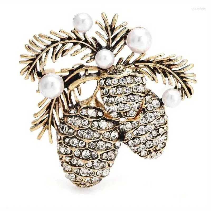 Brooches Broche de pignons de pin vintage pour la femme de Noël du bureau de Noël Année chanceuse de bijoux en émail